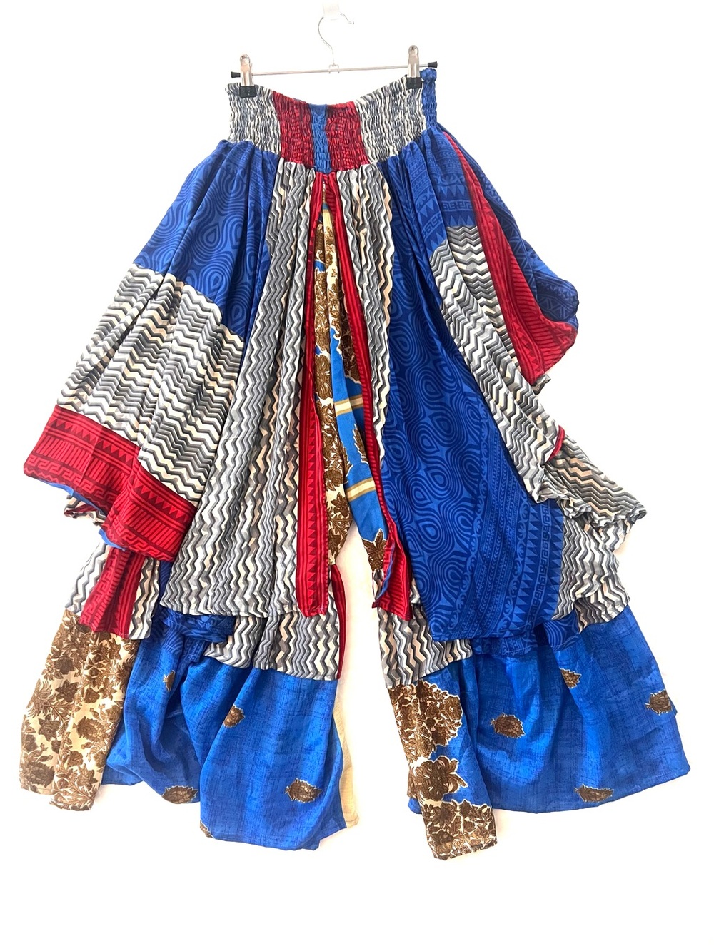 Kantha Bae Sari Enchanted Palazzo Pants in red white and blue -  Free Size - Picture 3 of 8